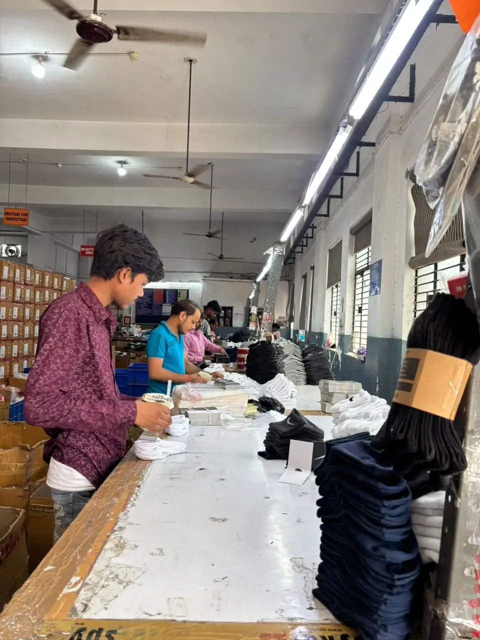 Team pairing and packing finished socks